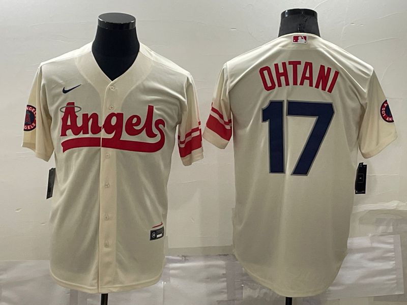 Men Los Angeles Angels #17 Ohtani Cream City Edition Game Nike 2022 MLB Jersey